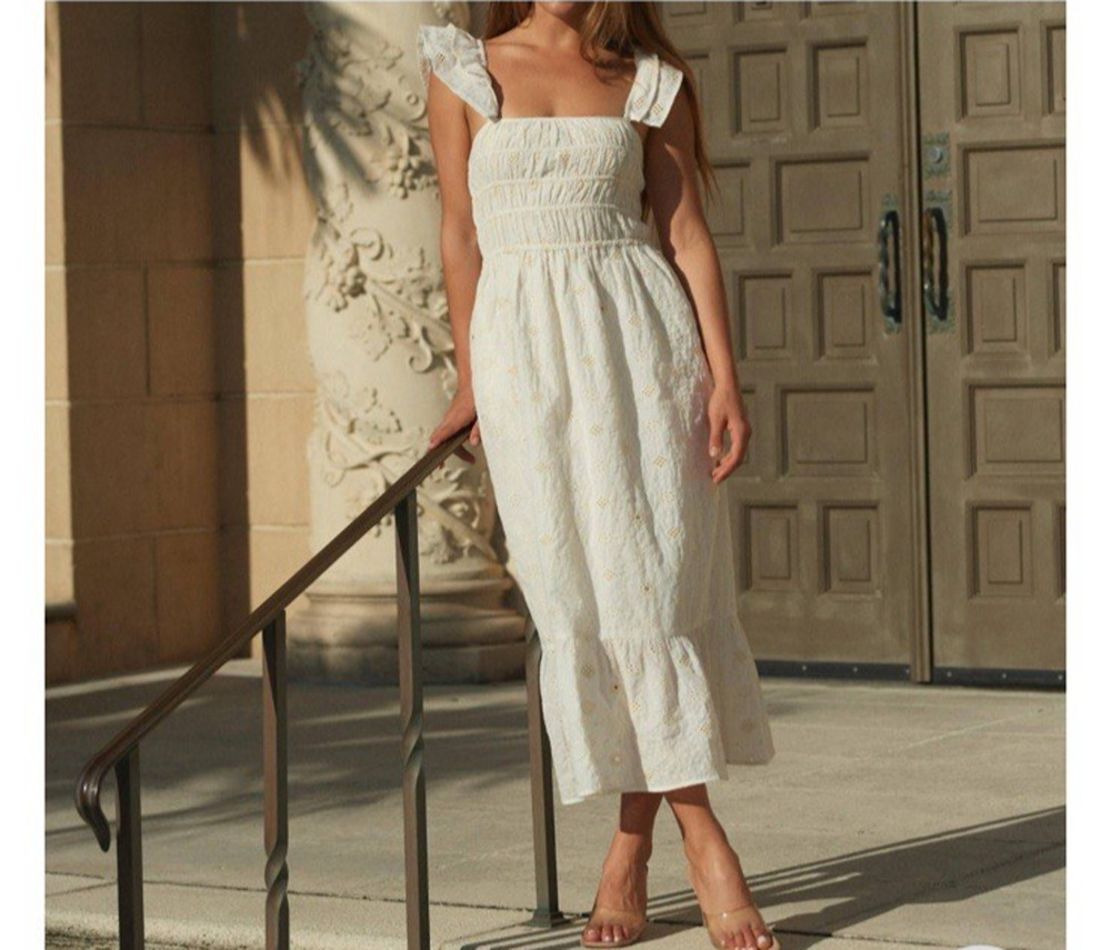 Greylin Evelyn Dress Womens Small NEW Cream Floral Eyelet Smocked Cottage Midi